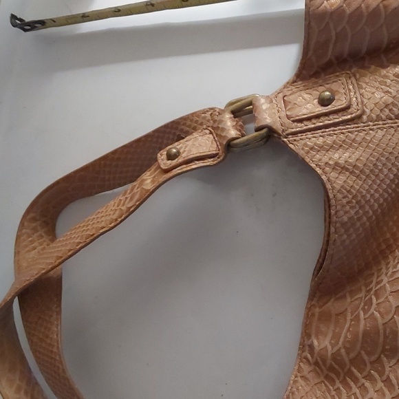 Botkier Vintage Tan Bronze Shimmery Lambskin Snake print Shoulder Bag Y2K - Picture 7 of 12
